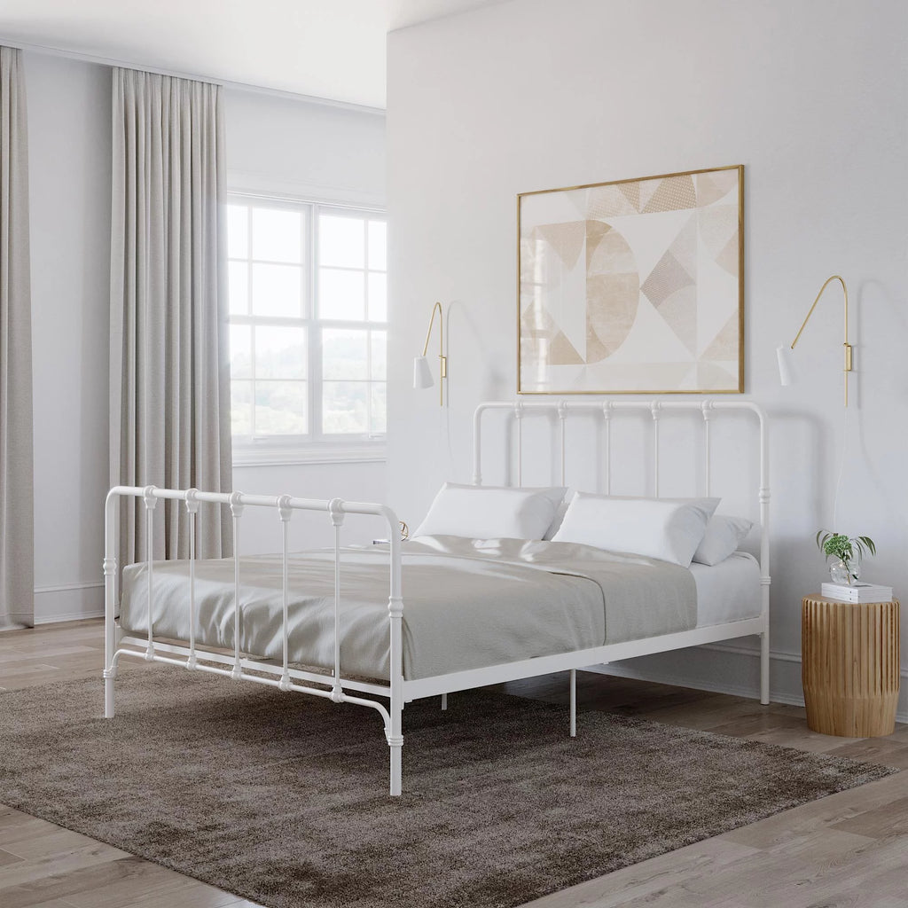 White Full Metal Bed I99443