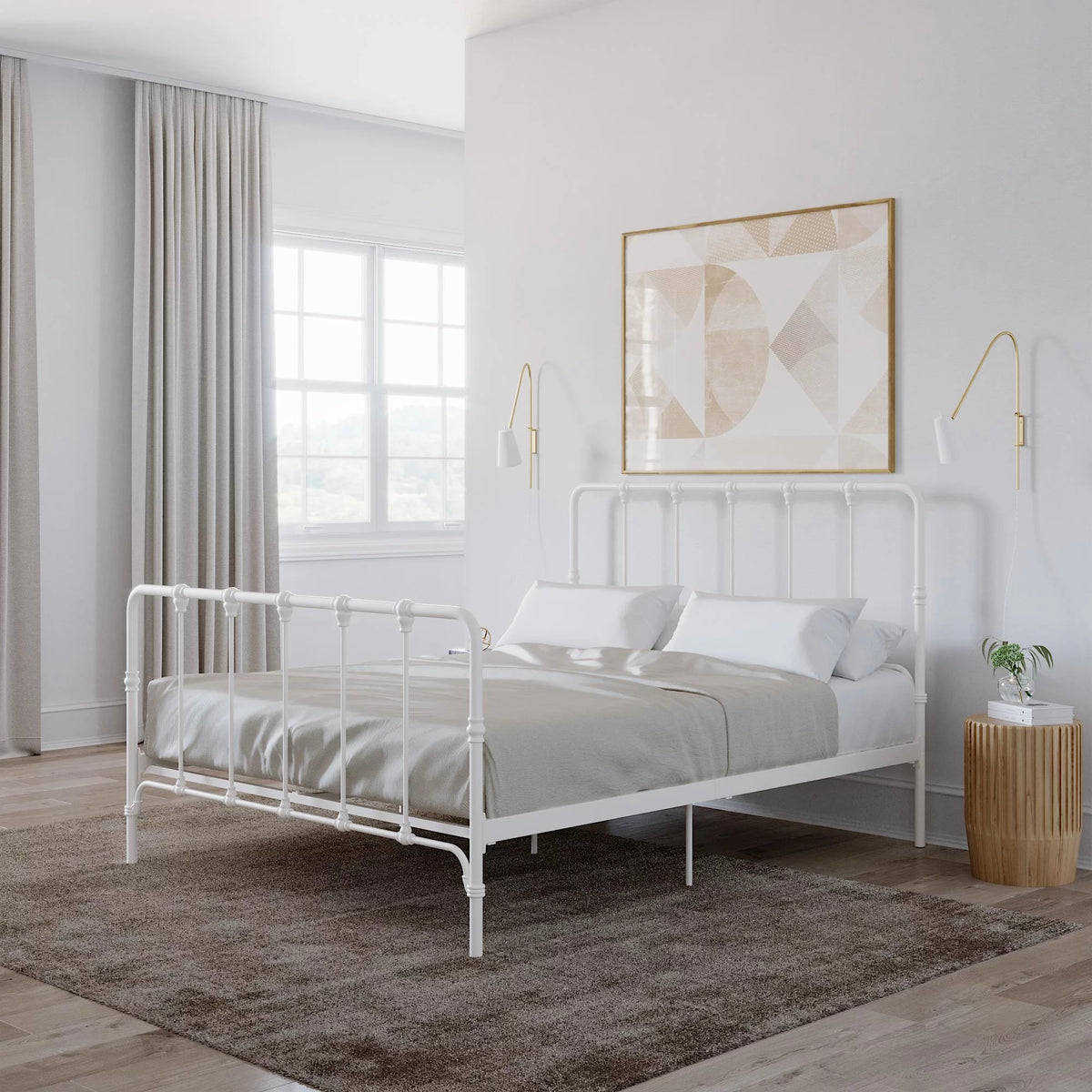 White Full Metal Bed I99443