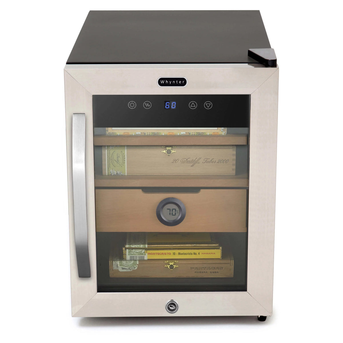 1.2 cu. ft. Stainless Steel Digital Cigar Humidor with Spanish Cedar Shelves J3066