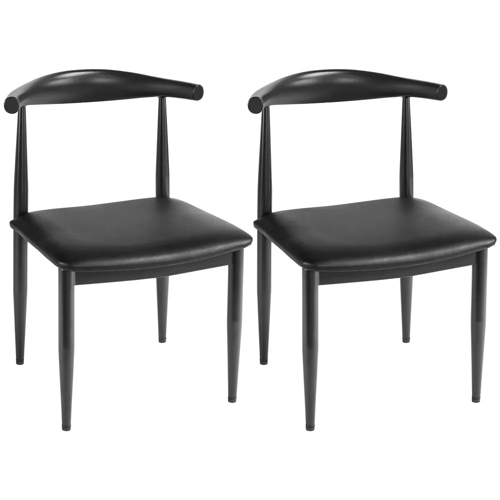 Set of 2 Black Leather Dining Chairs V850413