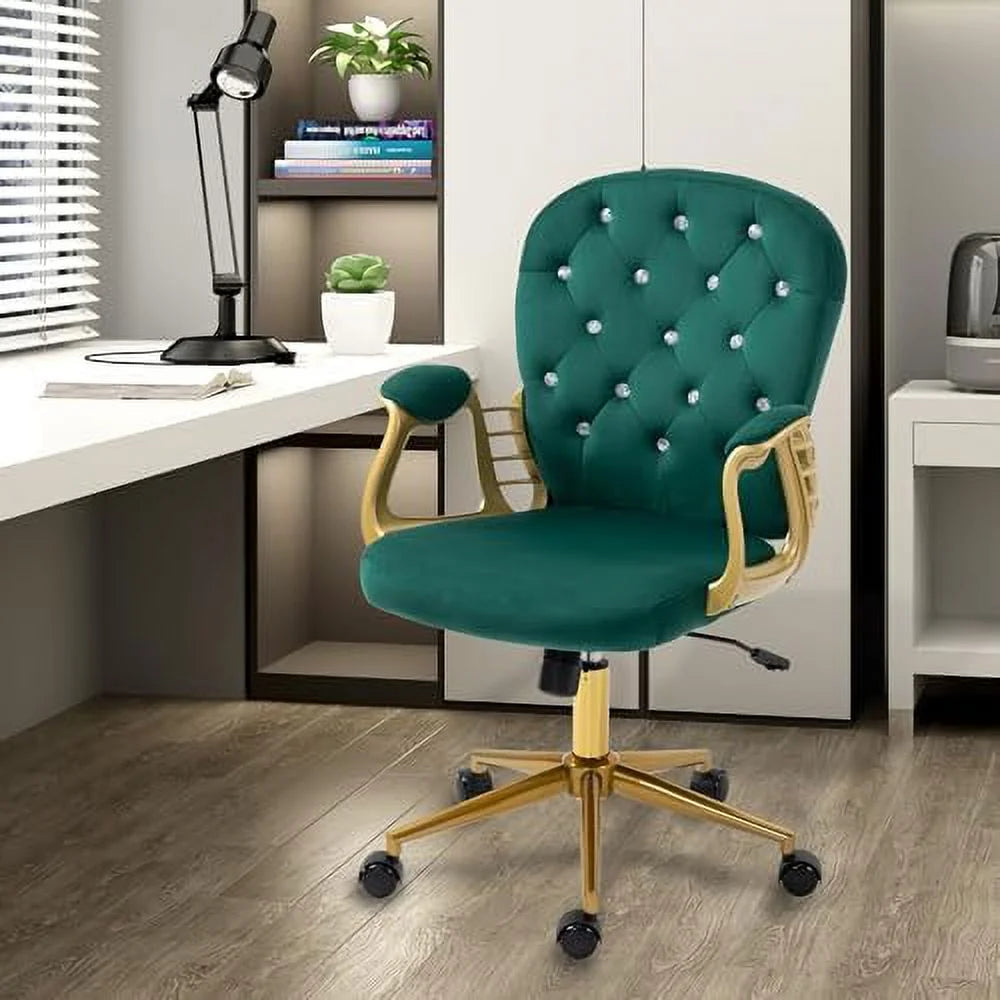 Pink Velvet Office Chair with Wheels V943