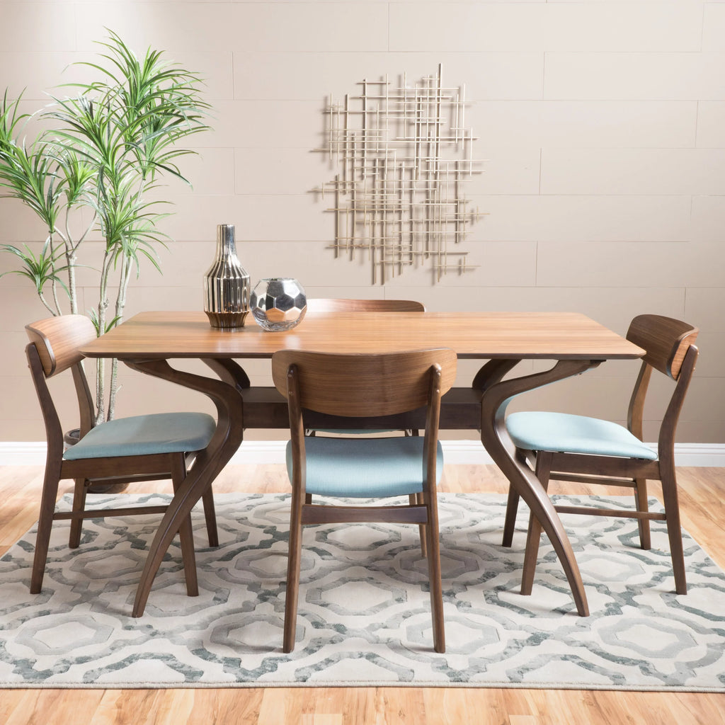 5 Piece Mint and Walnut Dining Set V8478