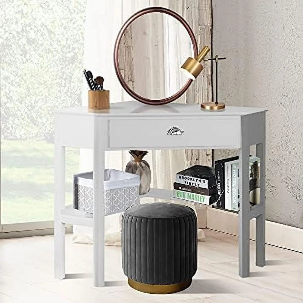 Black Corner Desk with Drawer and Shelves F291421