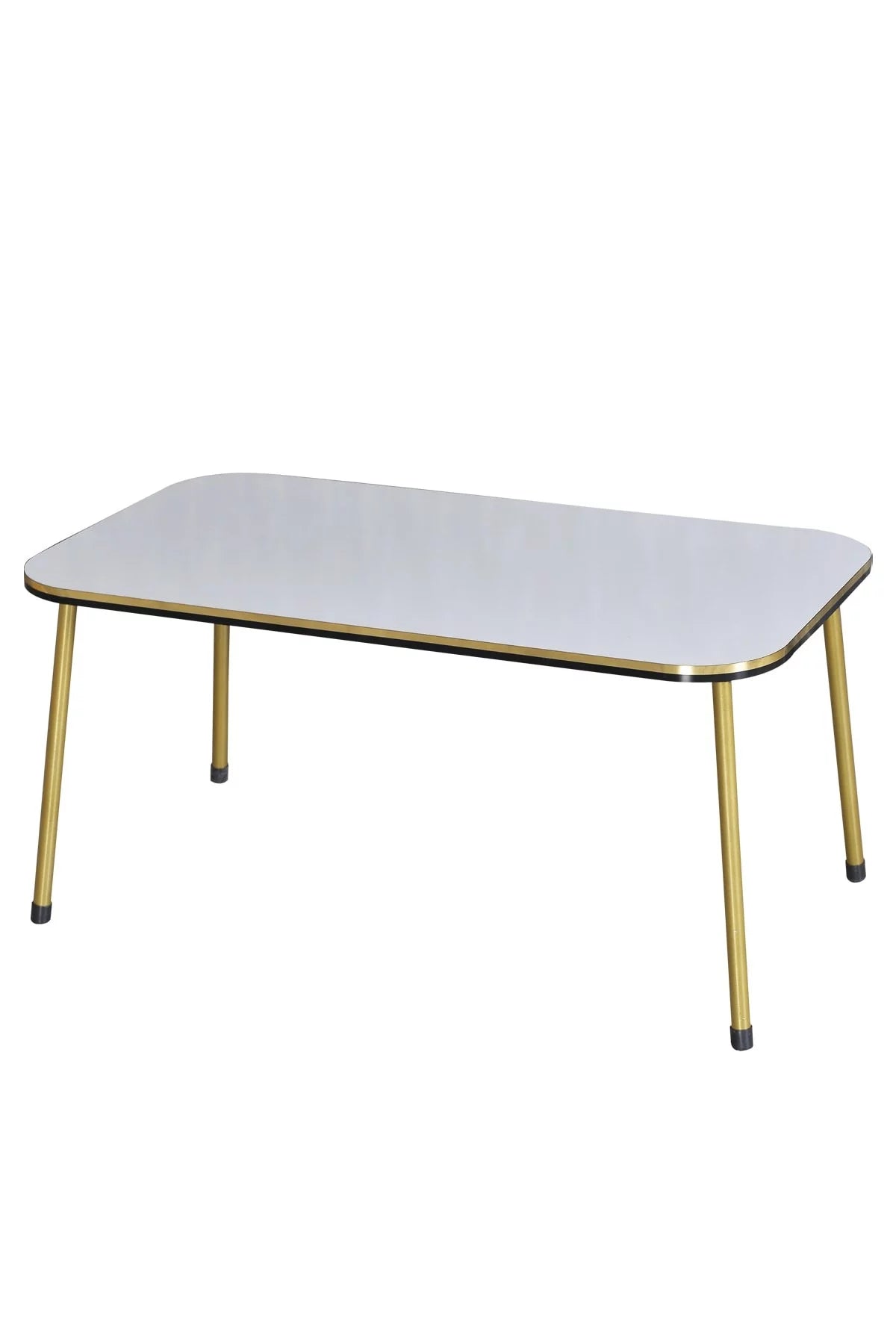 White Coffee Table with Gold Metal Legs G6853