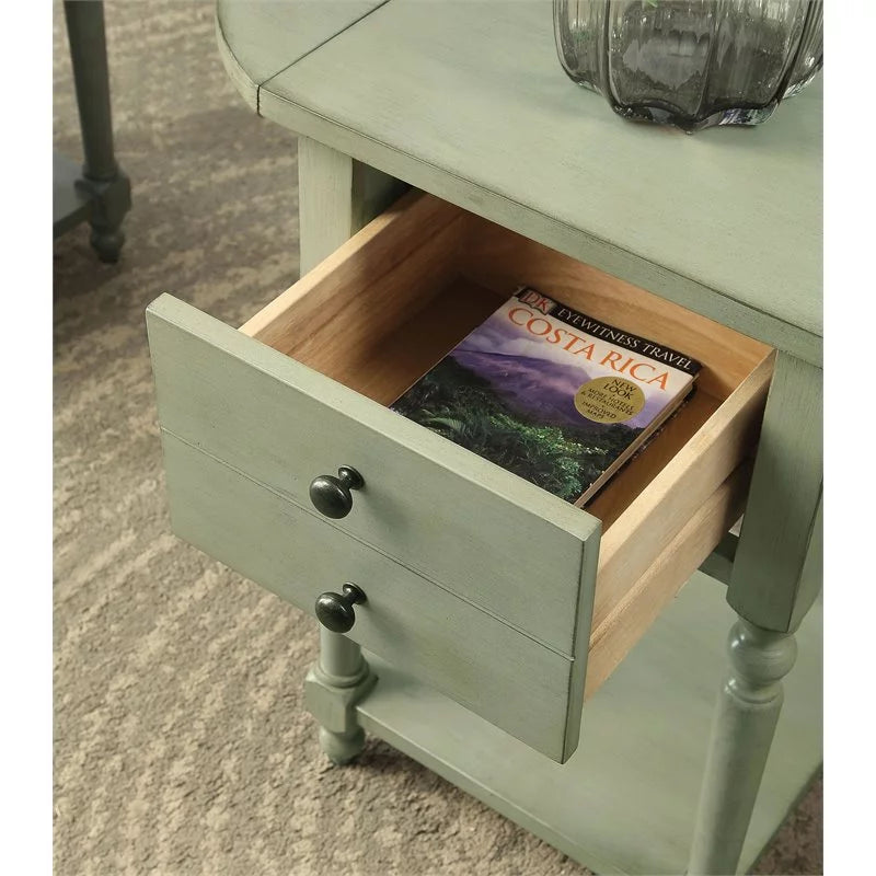 Wood Drop-Leaf Side Table Antique Gray H229776
