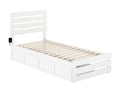 White Twin Extra Long Bed with Footboard and 2 Drawers P734