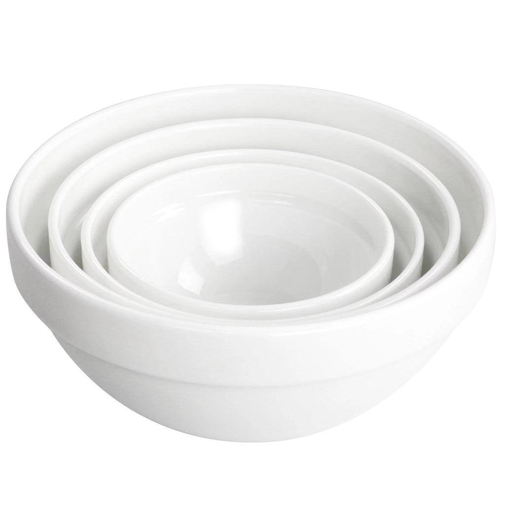 8 Piece White Tempered Opal Glass Bowl and Lid Set R5982