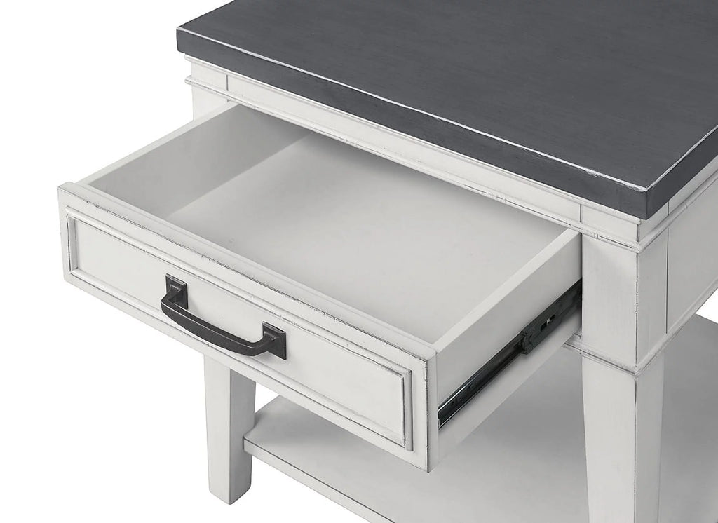 White and Grey 1 Drawer End Table J399054