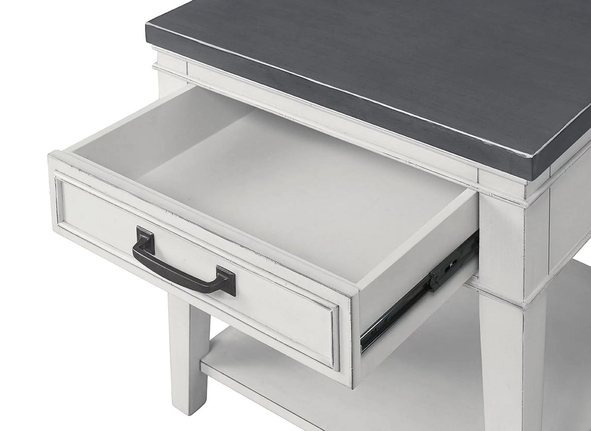 White and Grey 1 Drawer End Table J399054