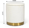White Round Storage Ottoman with Removable Lid R69954