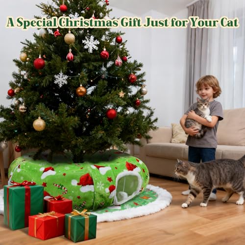 Christmas Cat Tunnel Tree Skirt with Cushion and Hanging Ball Toy L437694