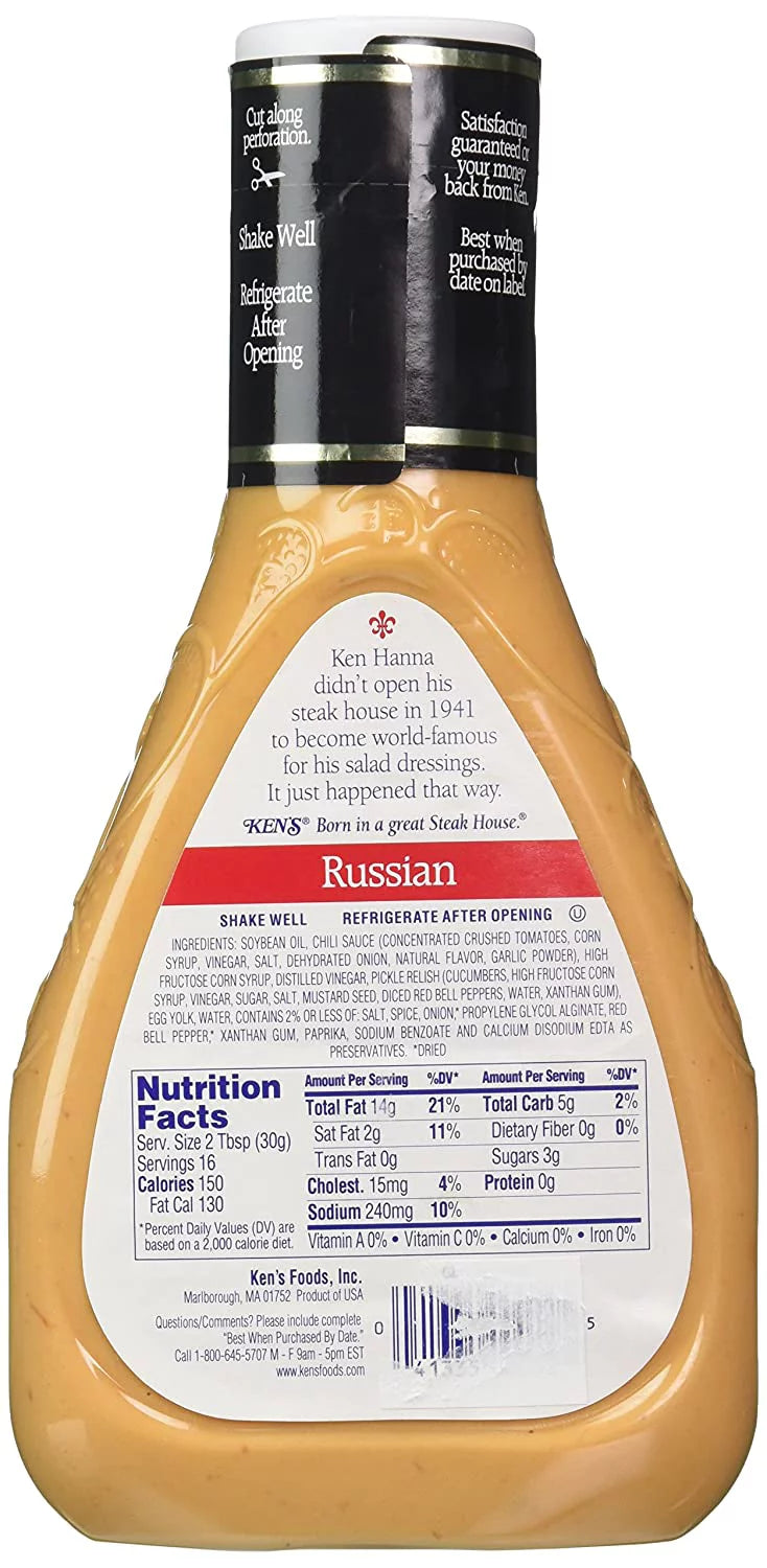 Russian Salad Dressing 2 Pack 16 oz Bottles W1885