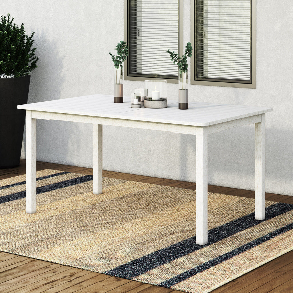 White Washed Wood Rectangular Outdoor Dining Table O38044