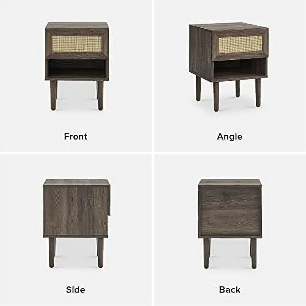 Charcoal Nightstand Set 2 with Drawers P382