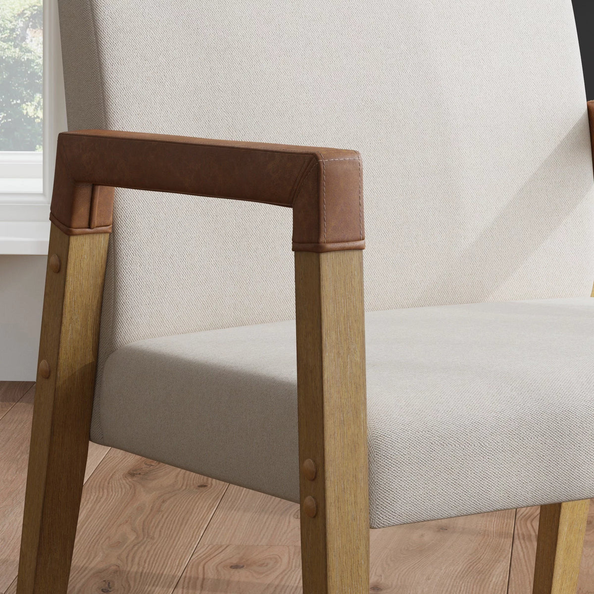 Natural Flax Upholstered Accent Chair with Arms F58167