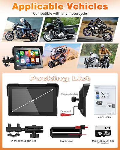 7 Inch Waterproof Touchscreen Motorcycle CarPlay Screen X8337