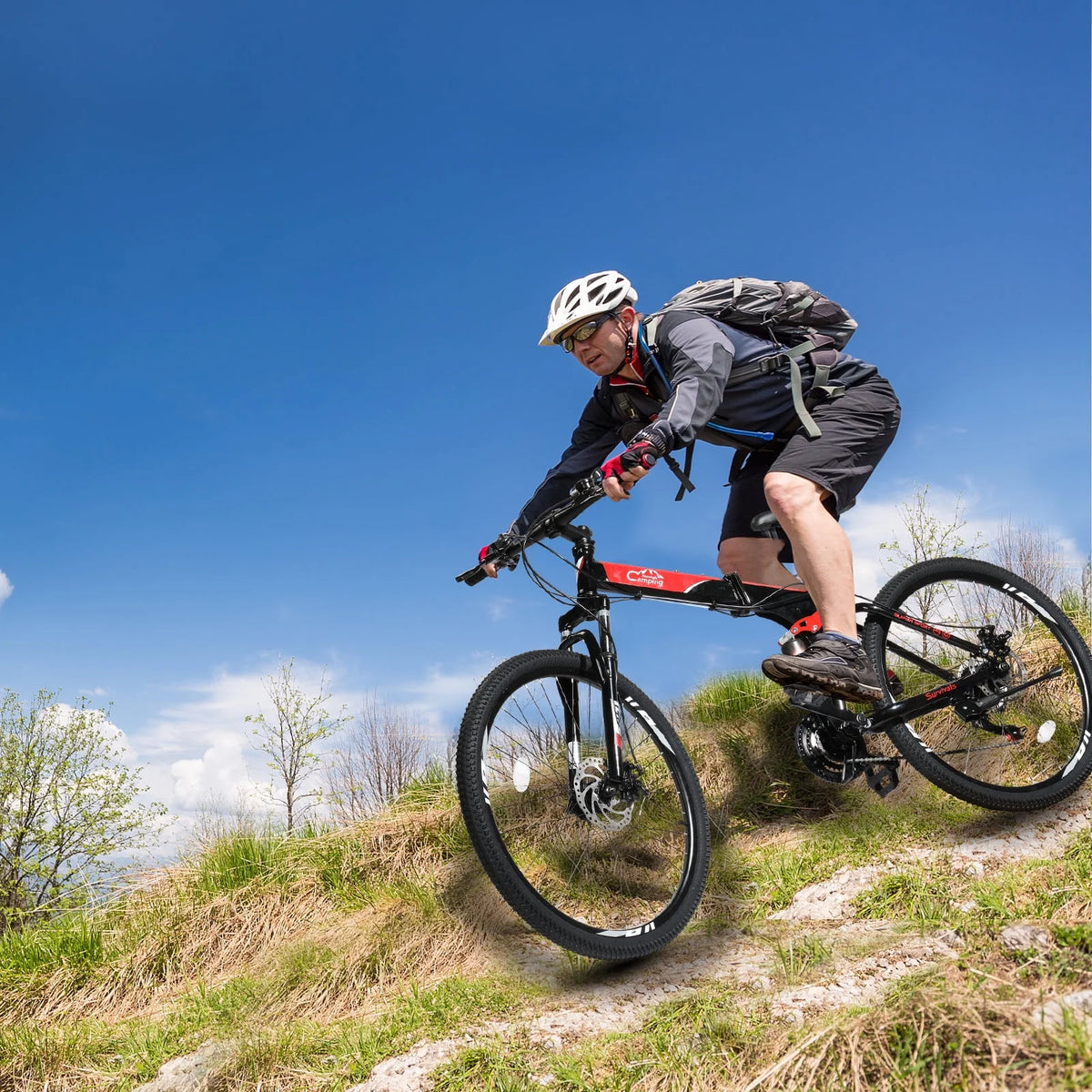 Folding Mountain Bike 21-Speed 26 inch Wheels Red O47706