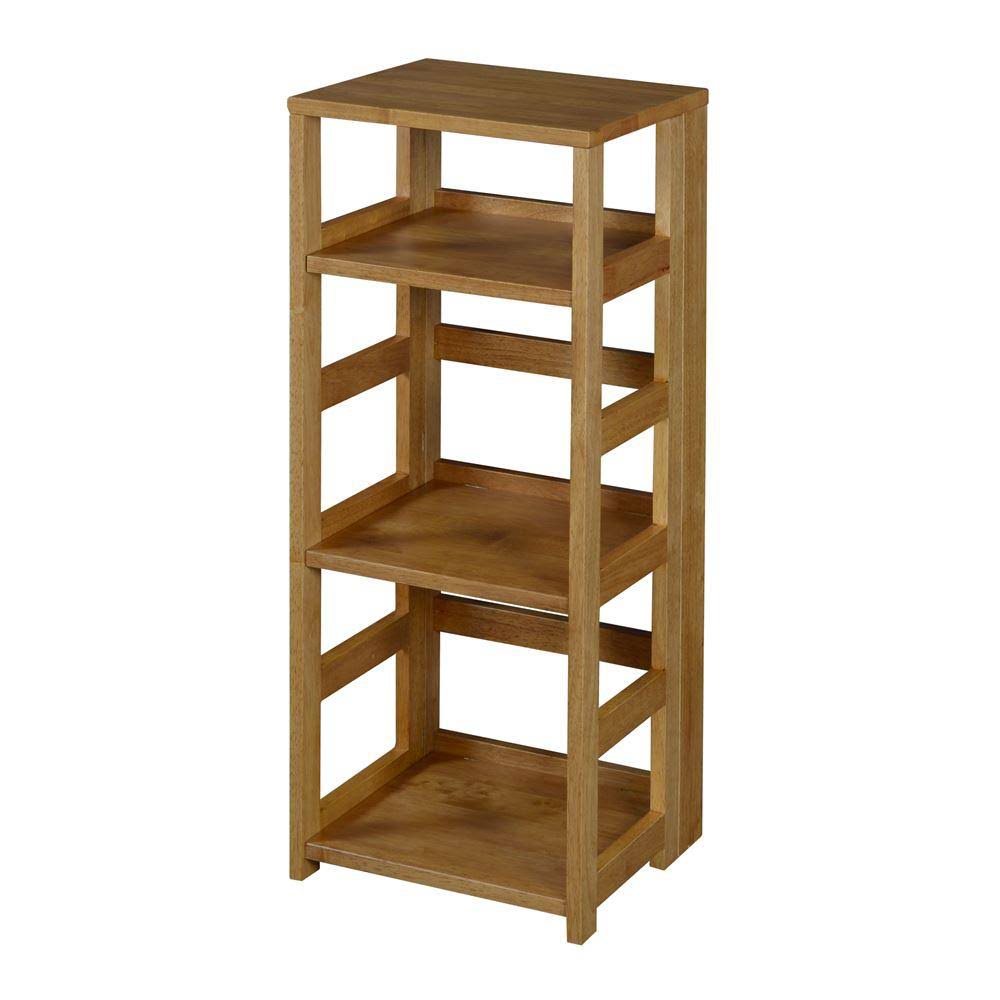 Medium Oak Wood 3-Shelf Standard Bookcase R479031