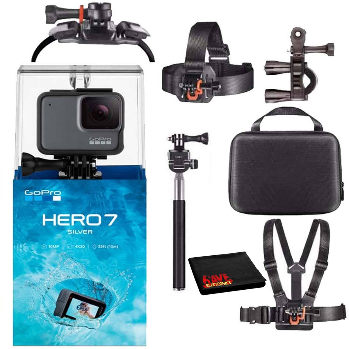 Waterproof Digital Action Camera with Accessories (Silver) O14654