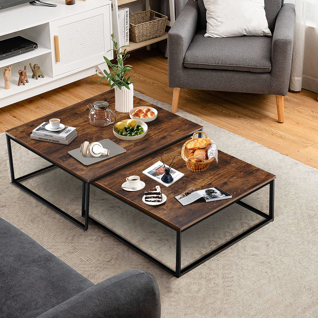 Brown Wood Nesting Coffee Table Set X881567