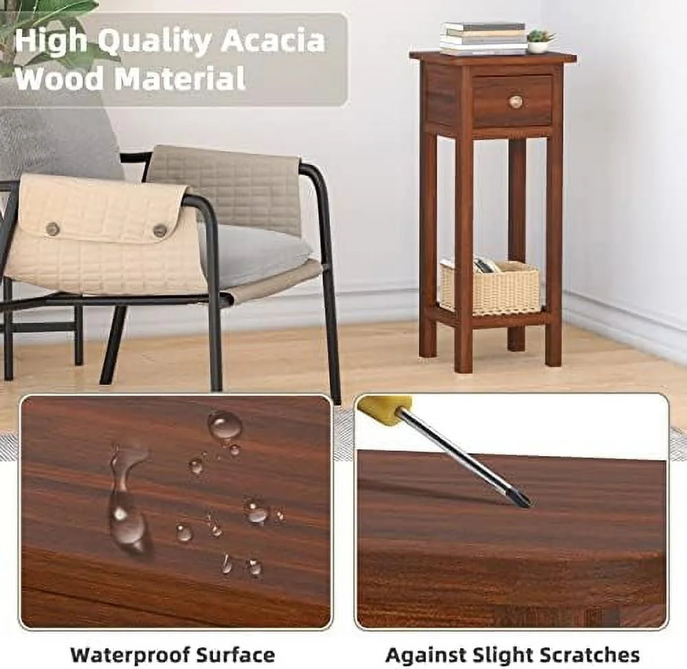 Narrow End Table Set of 2 with Drawer X7773
