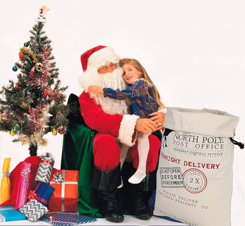6 Pack Christmas Canvas Gift Bags with Drawstrings B753