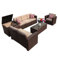 8 Pc Wicker Rattan Outdoor Furniture Set with Storage Box J65511