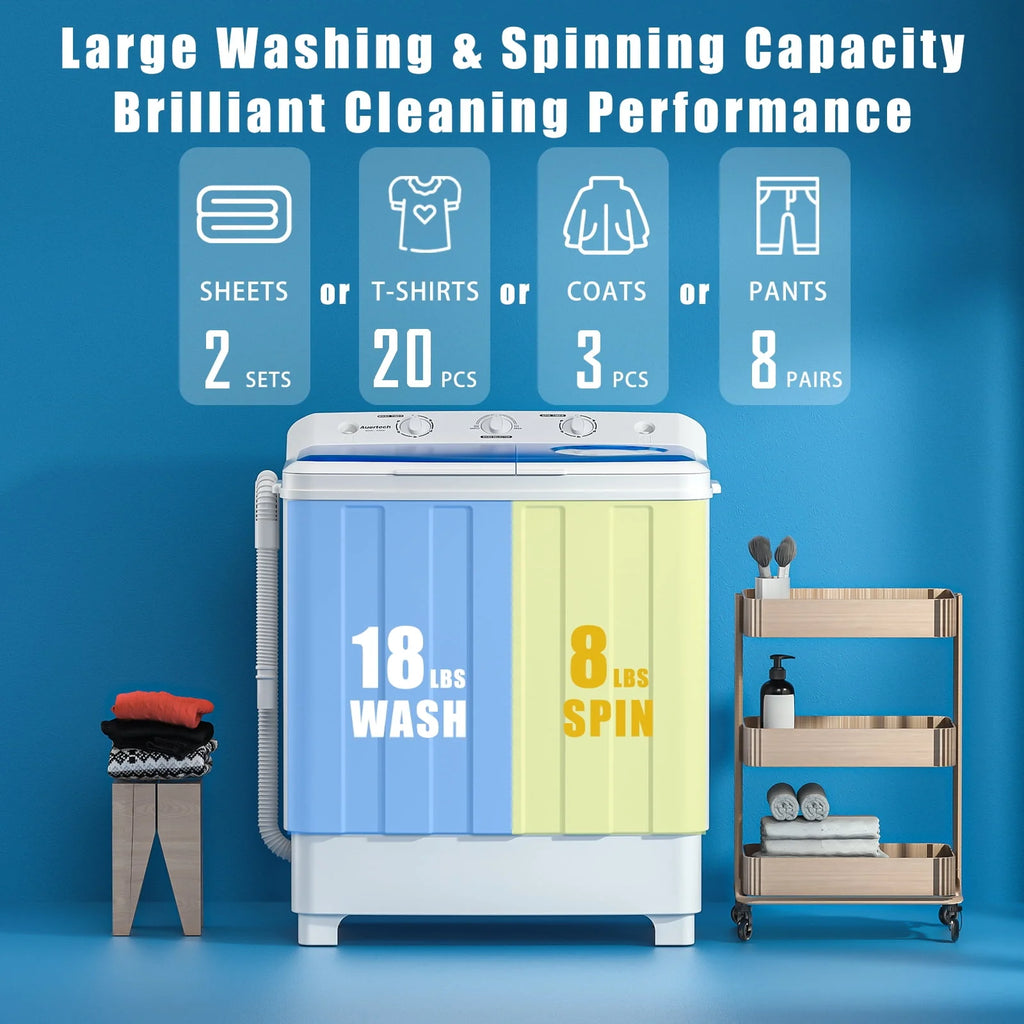 Portable 28lbs Twin Tub Compact Semi-Automatic Washer Spinner Combo G720005