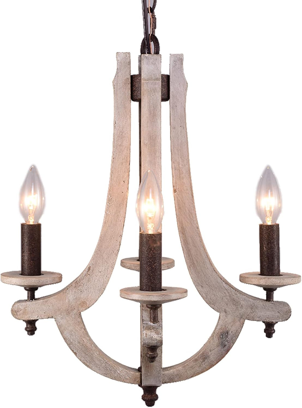 Wooden Iron Chandelier 4 Candle Holder Z736384