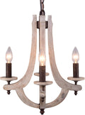Wooden Iron Chandelier 4 Candle Holder Z736384
