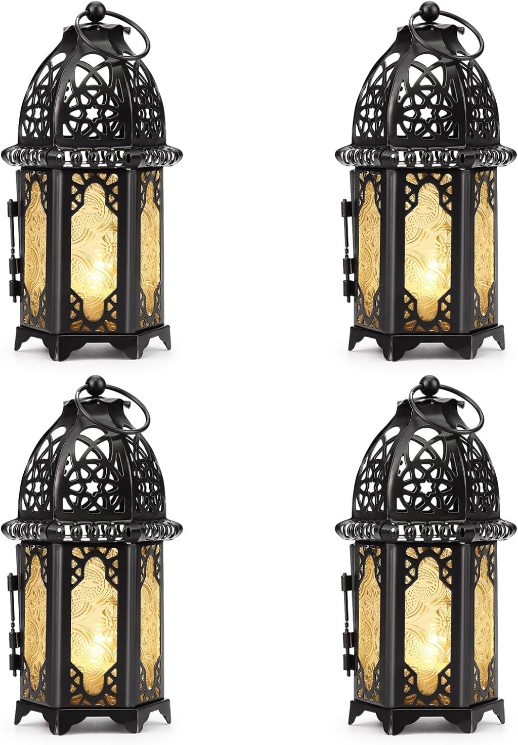 Black 4PCS Glass Candle Holder Lanterns U675
