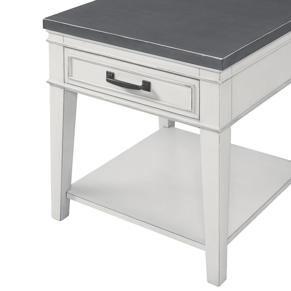 White and Grey 1 Drawer End Table J399054