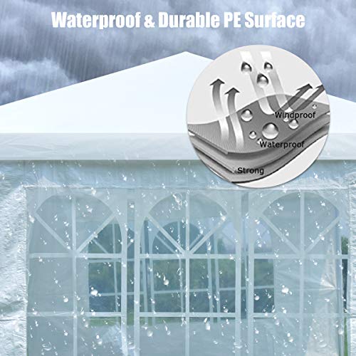 10'x20' White Canopy Tent with 6 Removable Sidewalls K258233