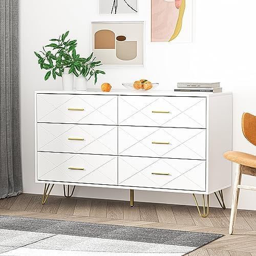 White 6 Drawer Dresser P68094