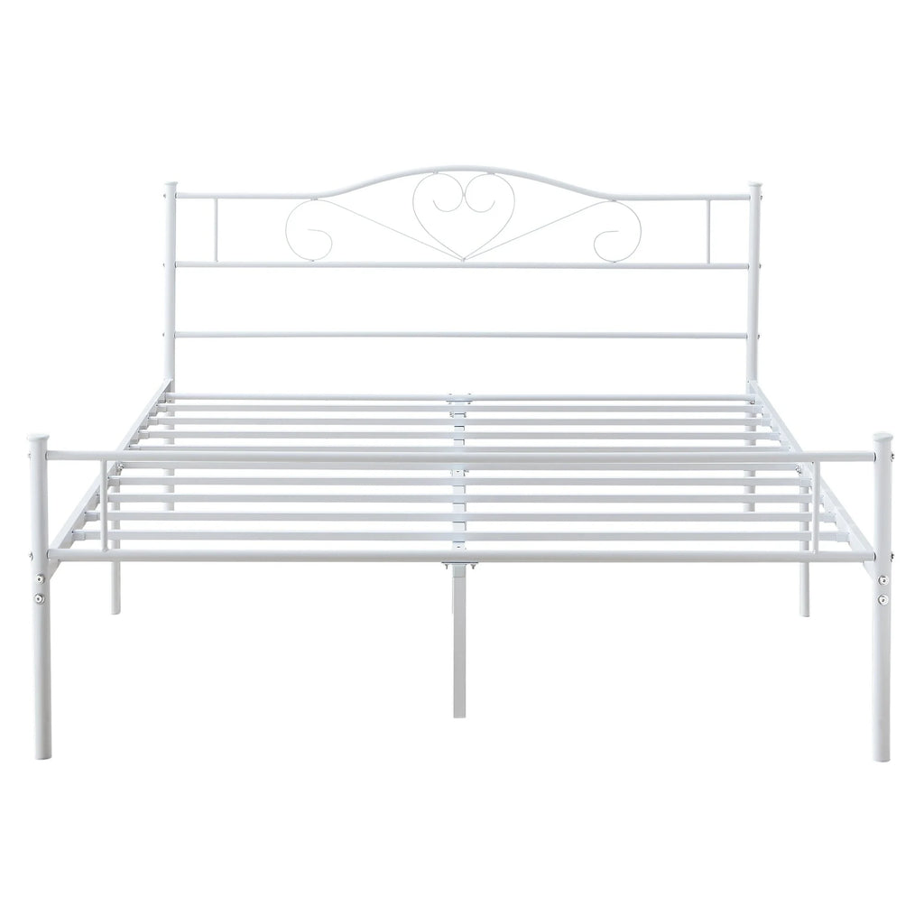 Queen Size White Platform Bed with Headboard R38824
