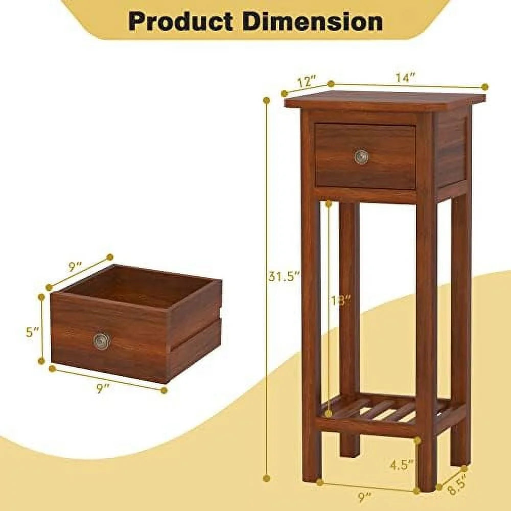 Narrow End Table Set of 2 with Drawer X7773