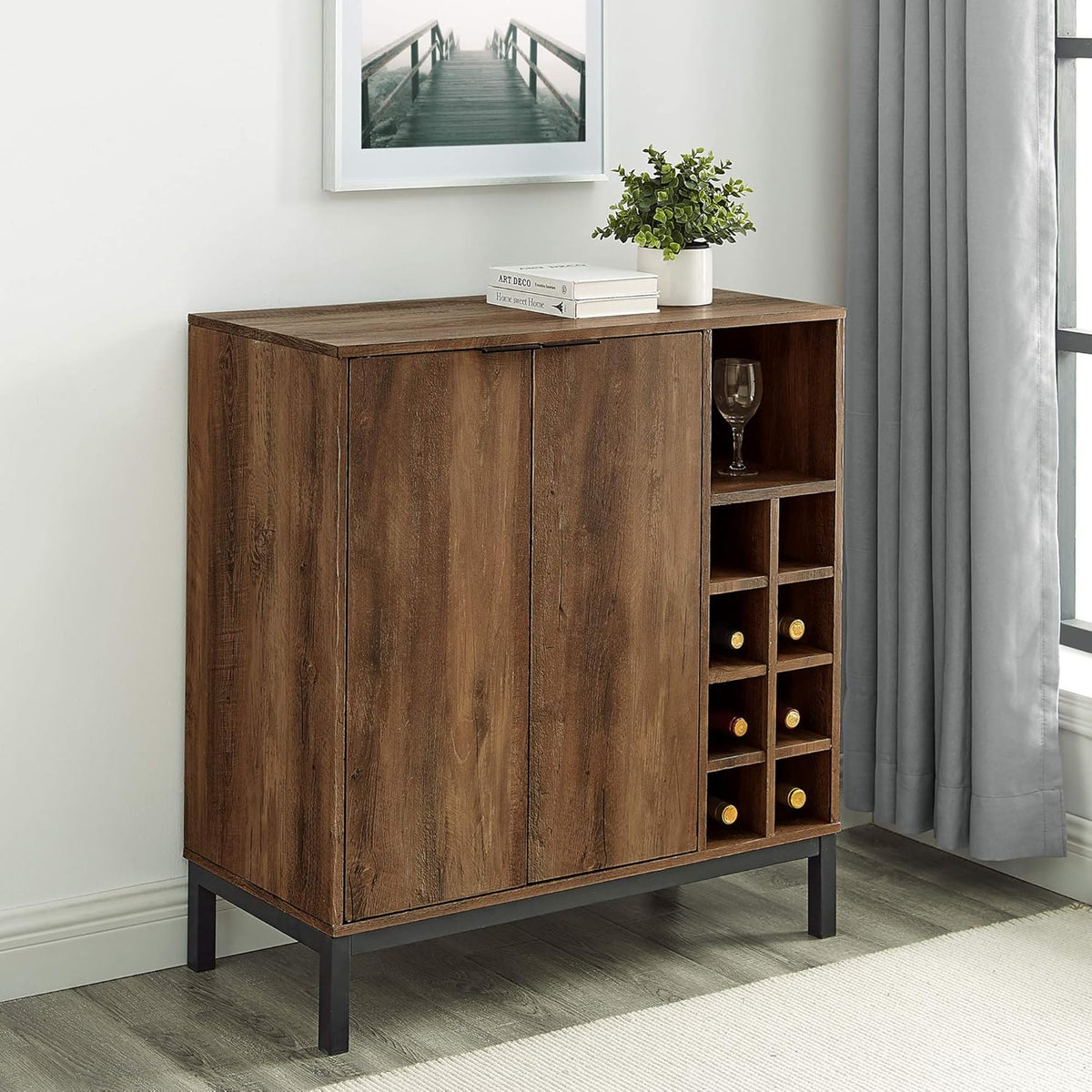 Brown 34 Inch Wood Storage Cabinet R7907