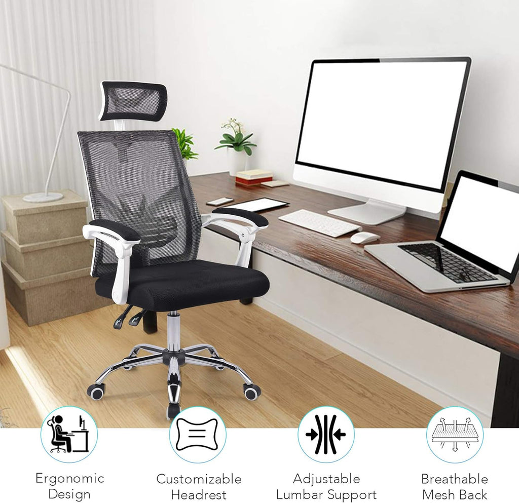 Black Ergonomic Mesh Office Chair with Lumbar Support V133