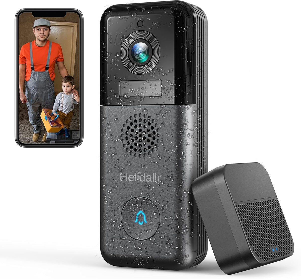 2K Wireless Video Doorbell Camera with 2-Way Audio Motion Detection Night Vision V2383