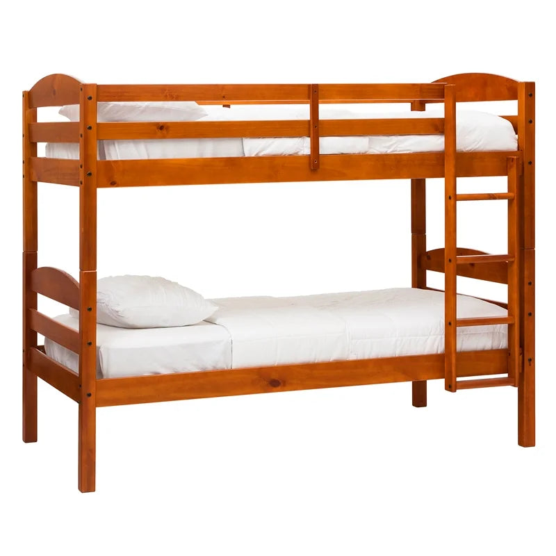 Solid Wood Twin-over-Twin Bunk Bed Frame in Cherry D97708