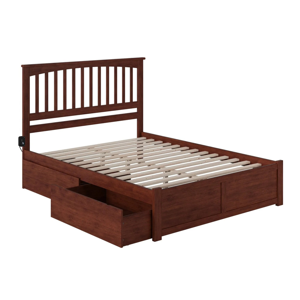 King Platform Bed with 2 Drawers in Walnut V901761