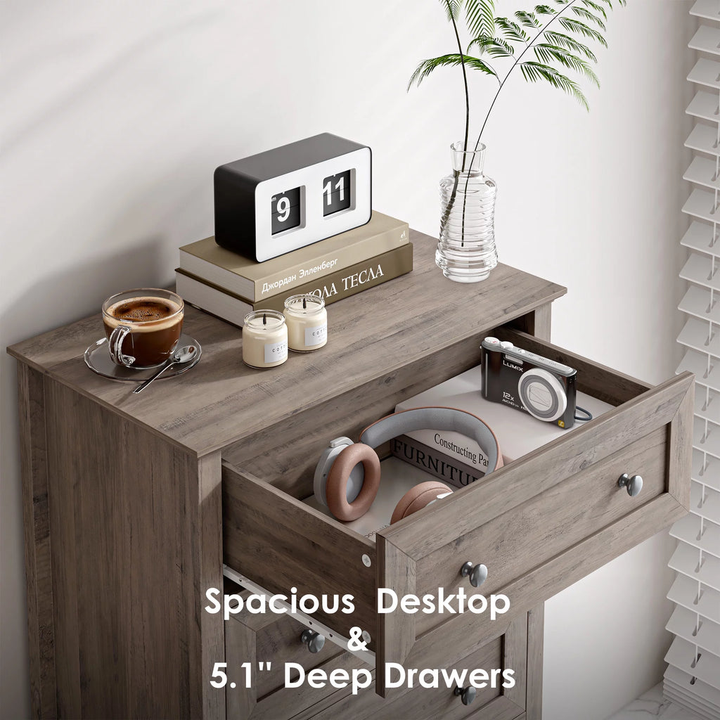 Gray 6 Drawer Wood Dresser H849