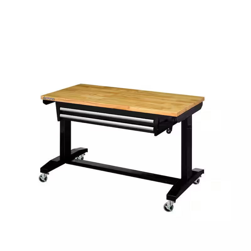 Black Adjustable Height Worktable with 2-Drawers Q9554