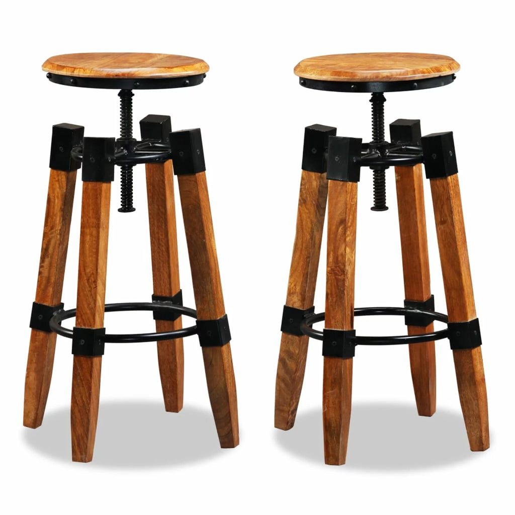 Solid Mango Wood Bar Stools 2 pcs D60389