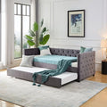 Grey Velvet Upholstered Daybed with Trundle V66092