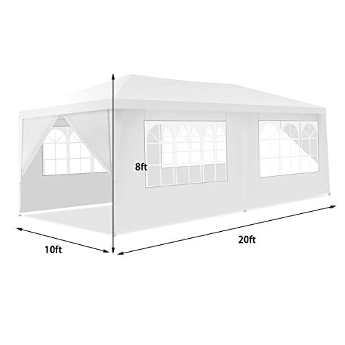 10'x20' White Canopy Tent with 6 Removable Sidewalls K258233