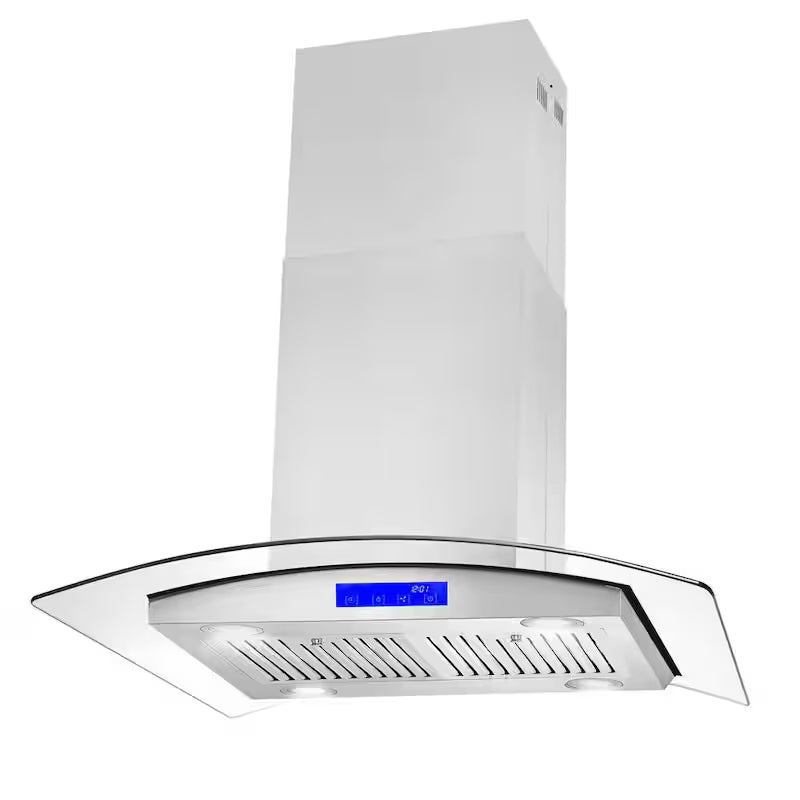 30 in. Stainless Steel Ductless Island Range Hood with Carbon Filter Kit O328