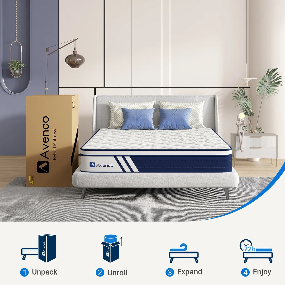 10 inch Gel Memory Foam Hybrid Mattress Queen Size C6714