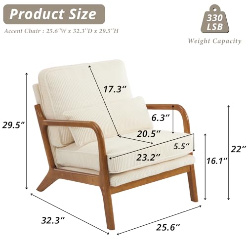 Khaki Corduroy Accent Chair with Pillow P105755