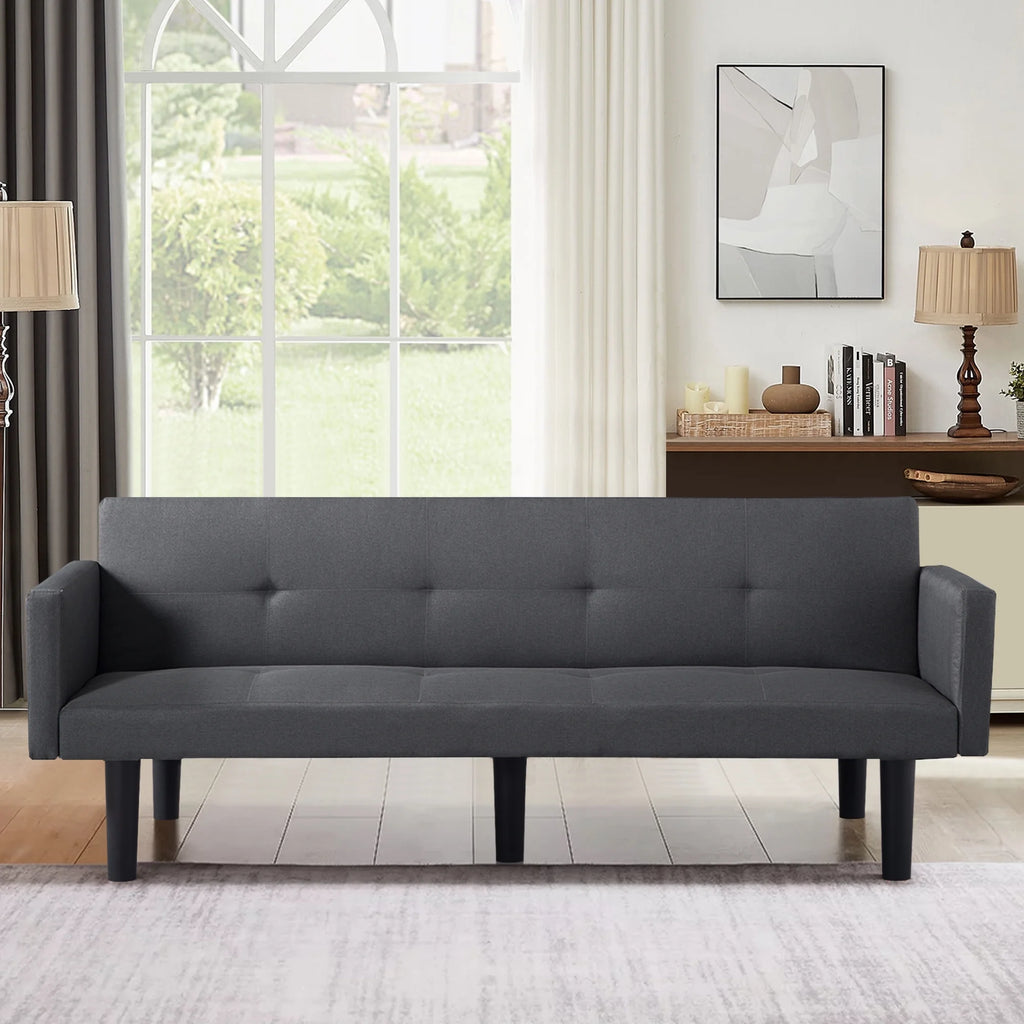 Blue Faux Suede Futon Sofa Bed W991
